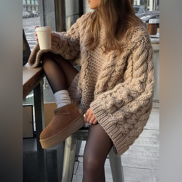 white christmas dresses Thankful Babe Cable Knit Sweater Dress main image 0